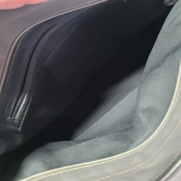 Coach Vintage Gray Neoprane Shoper Tote Shoulder Bag Leather Trim Zipper Soft - Picture 8 of 14